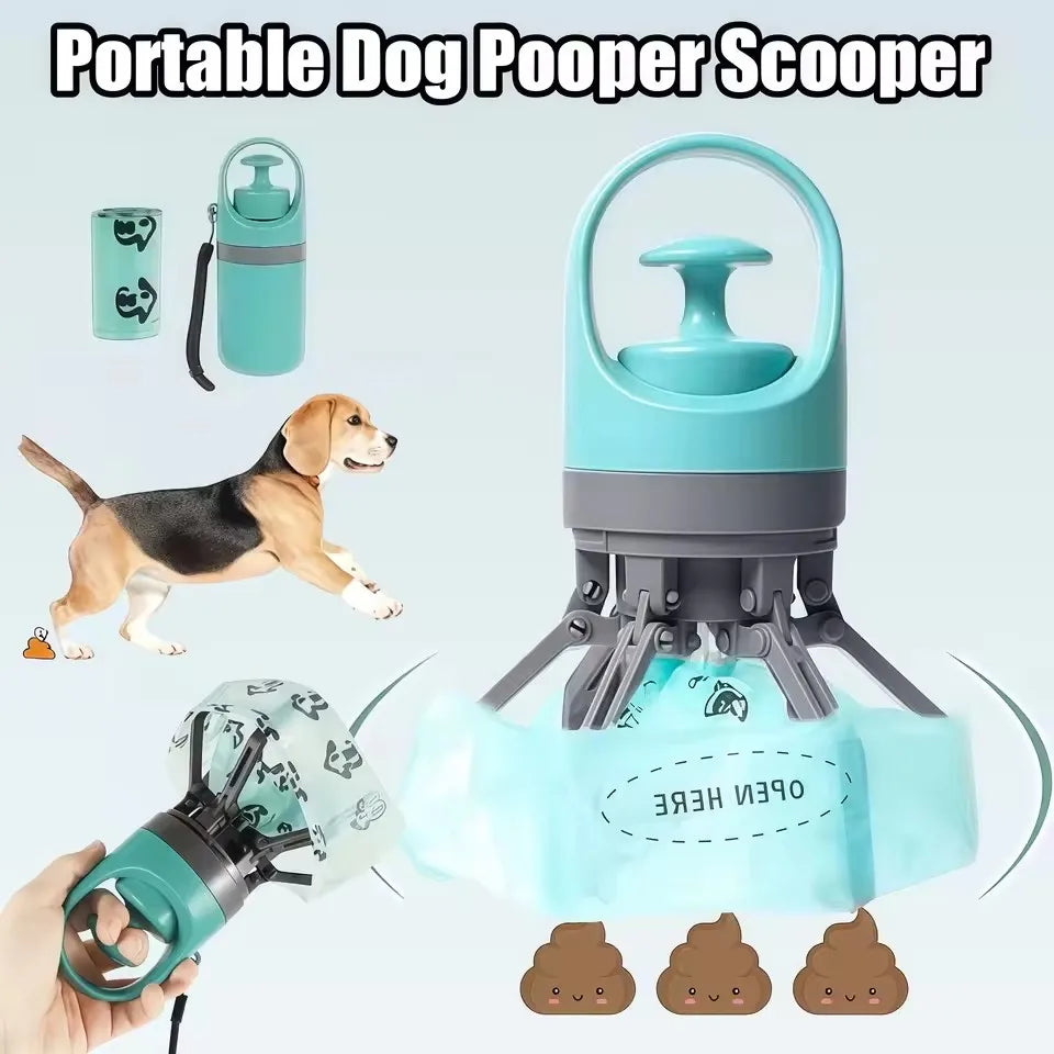 Portable Dog Pooper Scooper – Built-In Waste Bag Holder 🐾 No-Touch Design for Easy Clean-Up