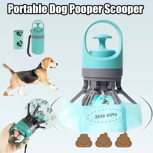 Portable Dog Pooper Scooper – Built-In Waste Bag Holder 🐾 No-Touch Design for Easy Clean-Up