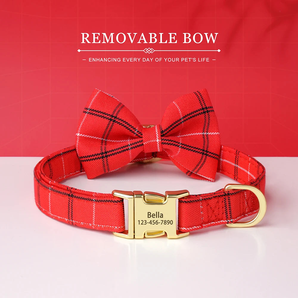 Personalised Bowtie Dog & Cat Collar – Free Engraving