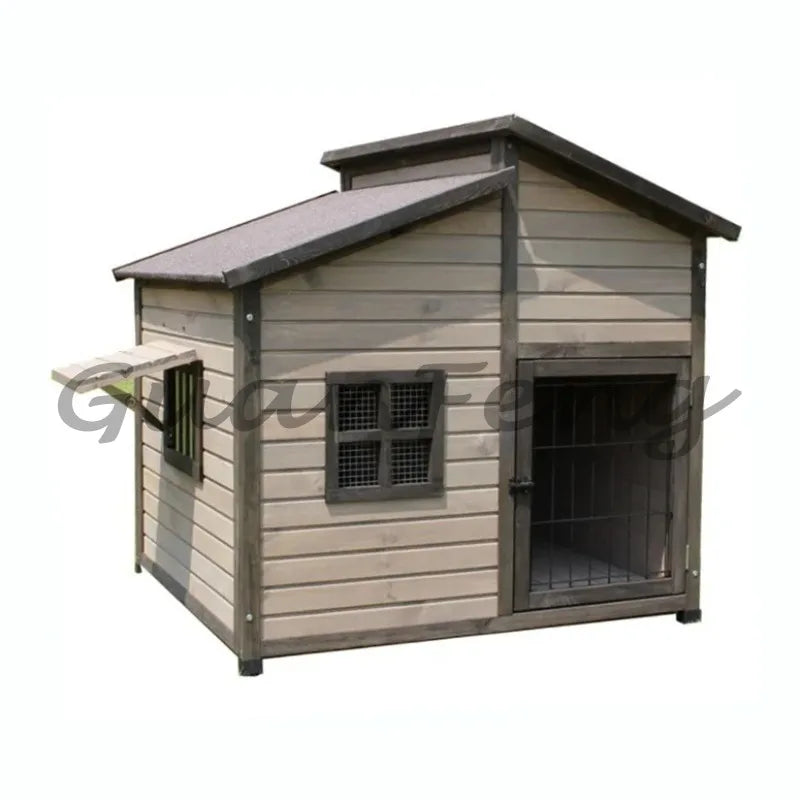 Breathable Solid Wood Outdoor Dog Kennel with Waterproof Roof