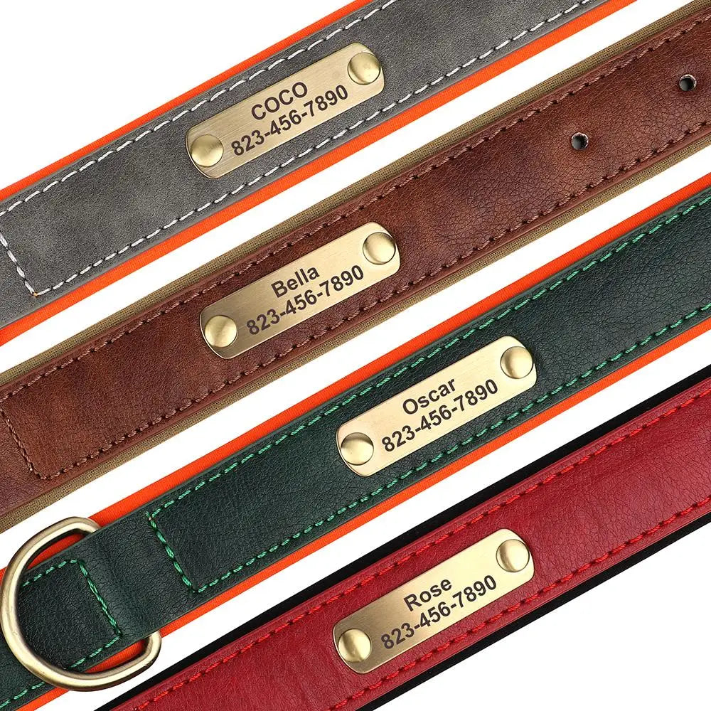 Personalised PU Leather Dog Collar – Free Engraving