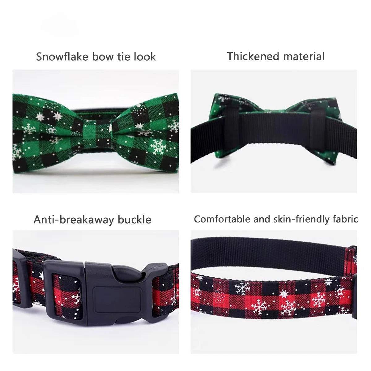 🎄 Christmas Plaid Bow Tie Dog Collar – Adjustable, Festive & Comfortable