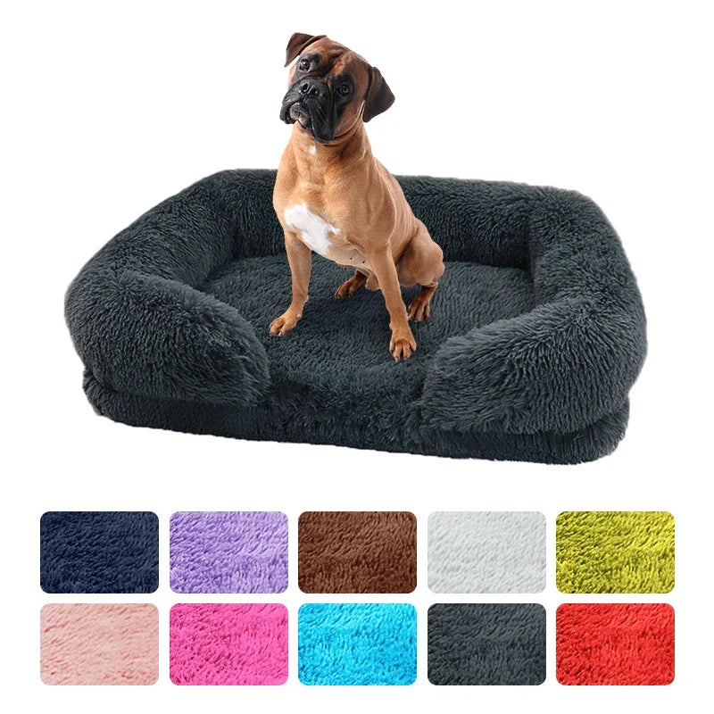 Large Plush Dog Bed with Thickened Pad