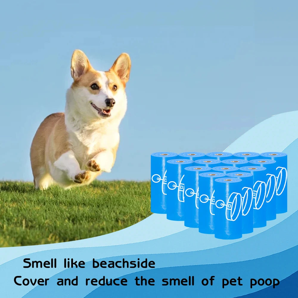 Photodegradable dog poop bag with a fresh fragrance, blue leak proof pet feces bag, outdoor small garbage bag