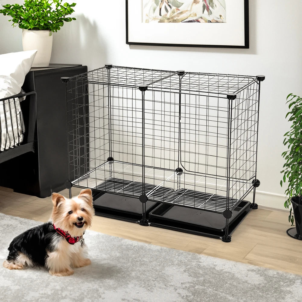 Tieker Black Wire Dog Cage with 2 Removable Trays