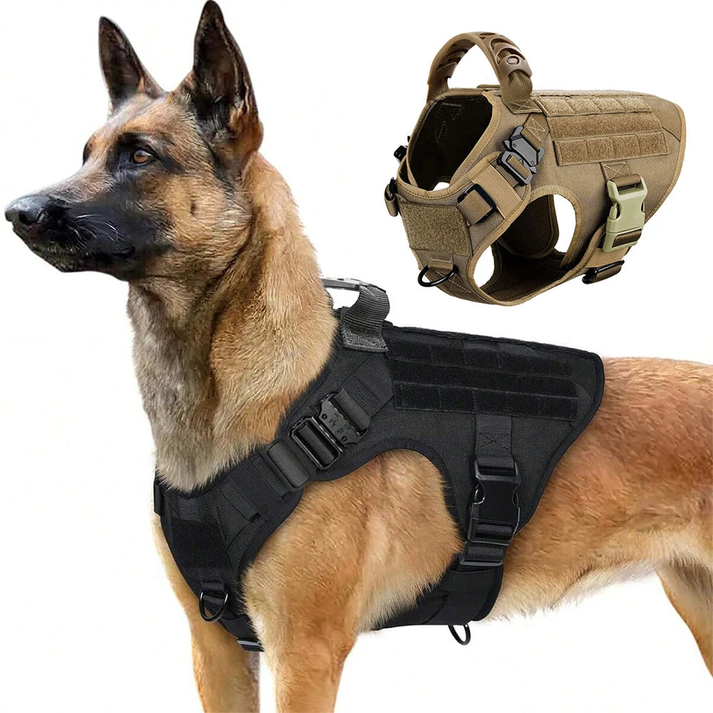 Military Tactical Dog Harness – Adjustable Training Vest for Medium & Large Dogs