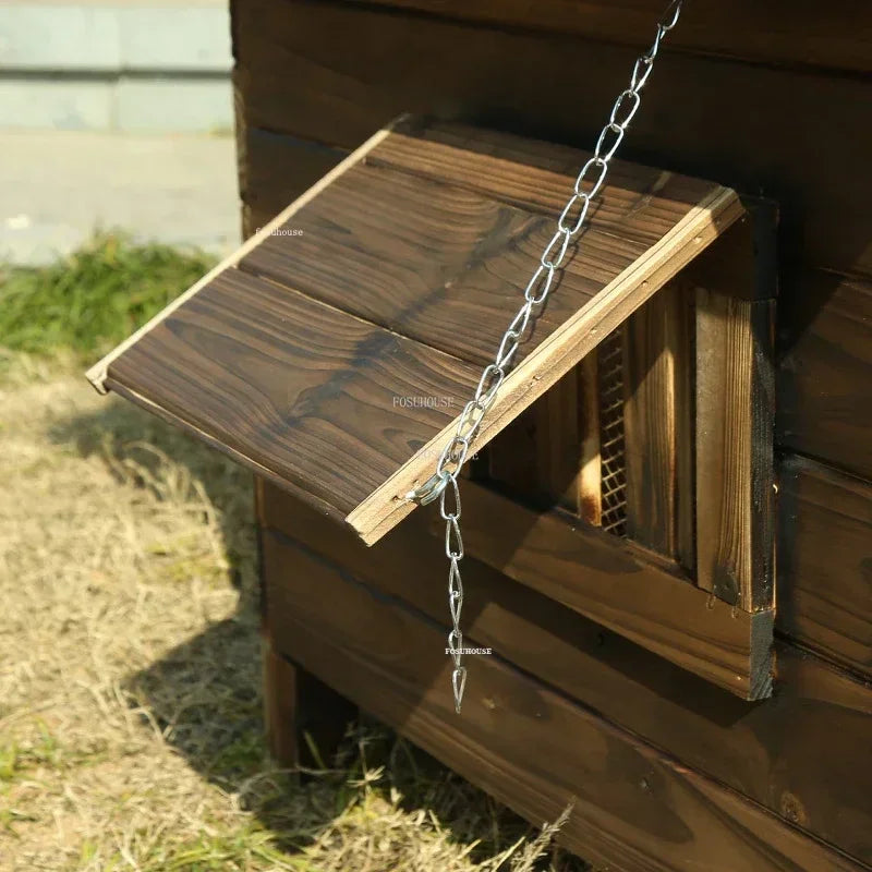 Outdoor Solid Wood Dog Kennel – Rainproof, Sunscreen & Winter-Ready (Size L)