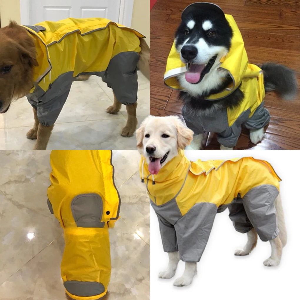 Waterproof Reflective Dog Raincoat with Hood – Windproof & Warm