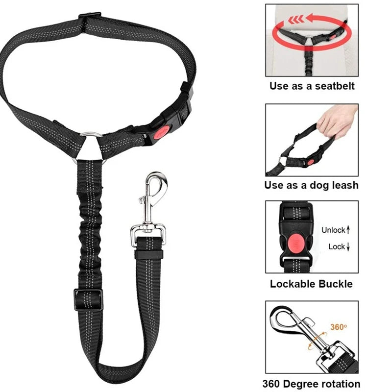 Reflective Pet Car Seat Belt &amp; Walking Lead