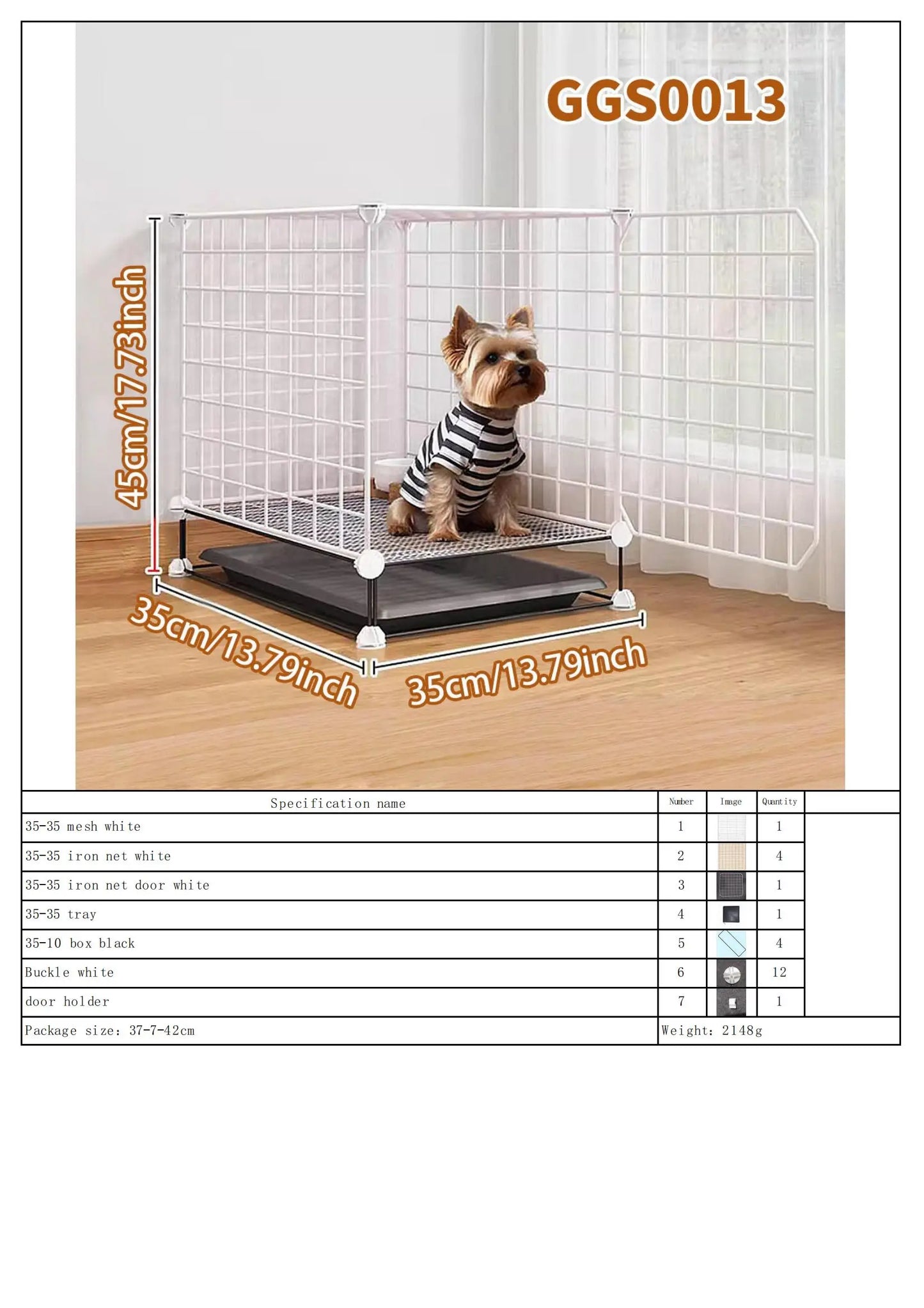 Small Dog Cage with Tray & Separate Toilet – Warm Autumn/Winter Kennel