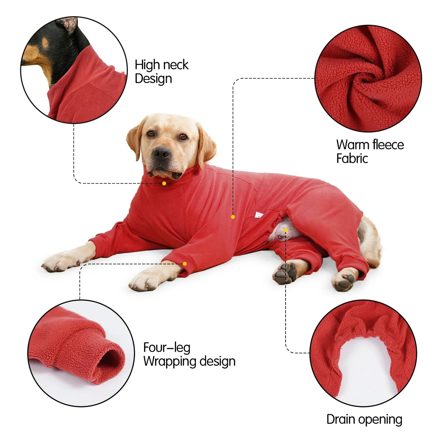 Fleece Winter Clothes for Dogs Winter Warm Dog Pajamas Clothes Four Legs Dog Elasticity Pajamas Clothes for Small Large Dogs