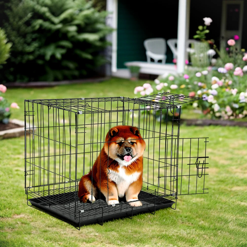 Voltsify Wire Dog Crate with 2 Doors & Removable Tray
