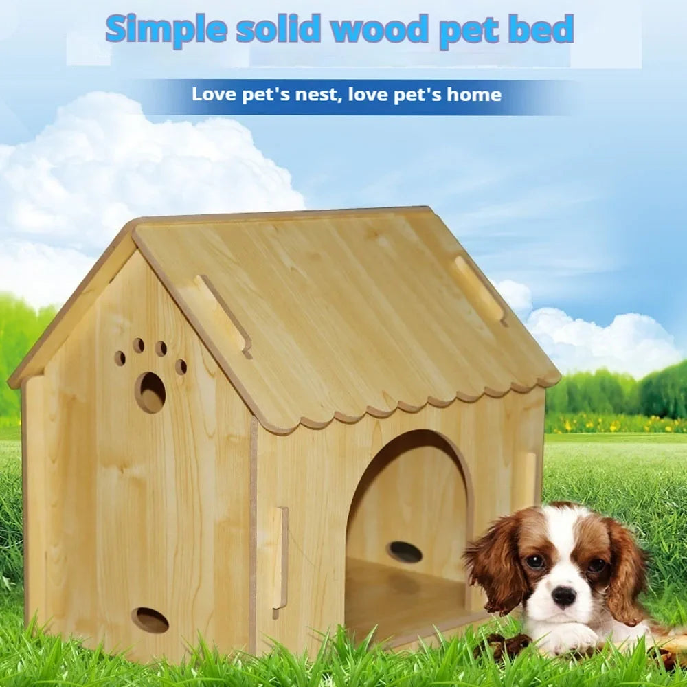 Wooden Dog House with Porch