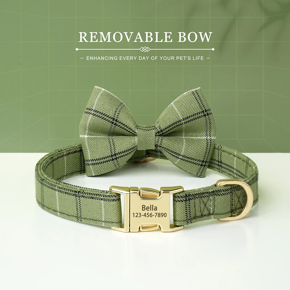 Personalised Bowtie Dog & Cat Collar – Free Engraving
