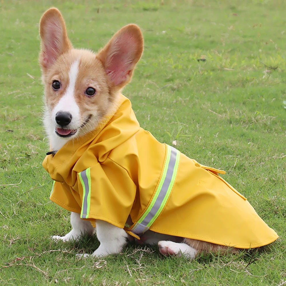 Cloak-Style Waterproof Dog Raincoat with Hood & Reflective Strip – Sizes S to 5XL
