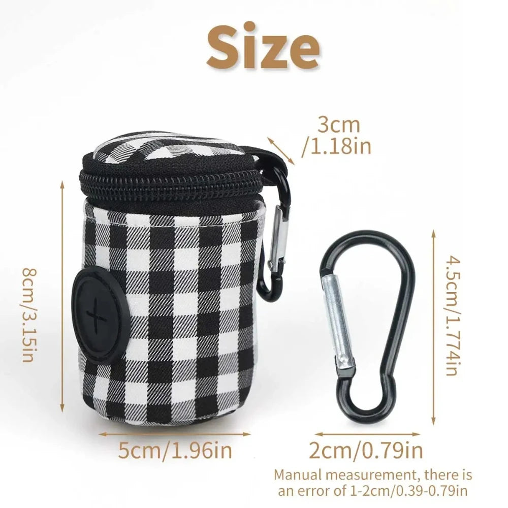 Checkered Pattern Pet Waste Bag – Stylish & Portable Poop Bag Holder 🐕👜