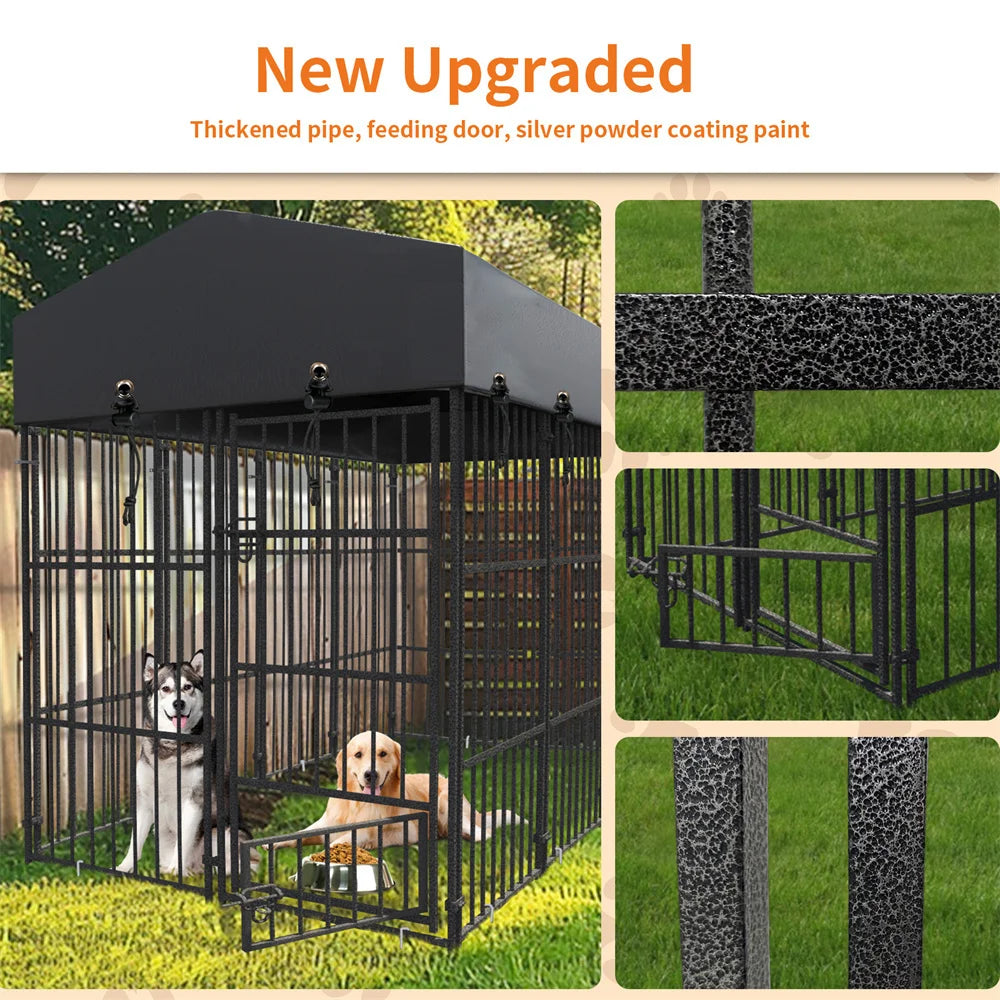 Heavy Duty Large Dog Kennel with Roof Cover – Indoor & Outdoor Metal Playpen