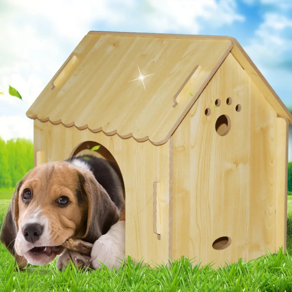 Wooden Dog House with Porch