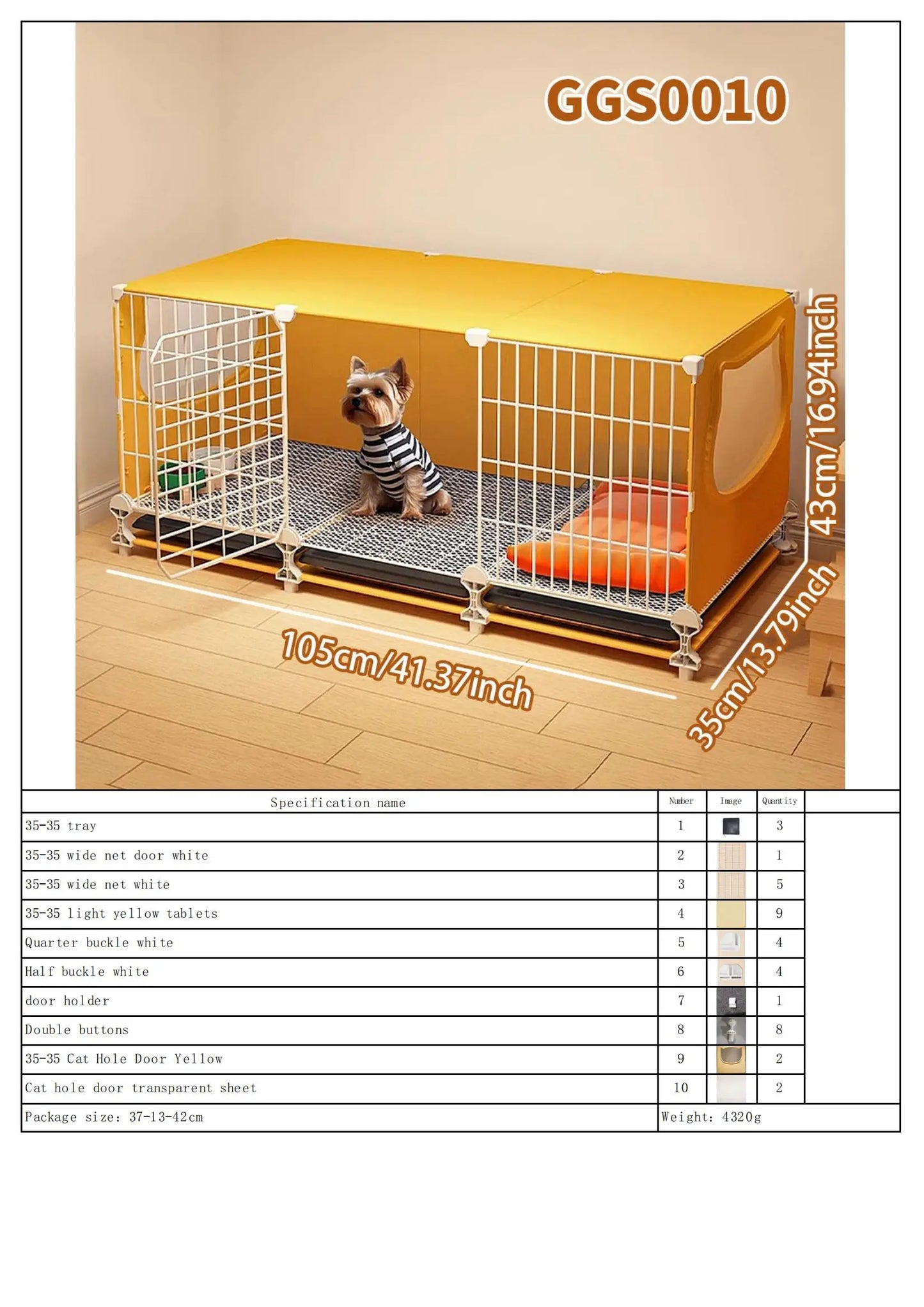 Small Dog Cage with Tray & Separate Toilet – Warm Autumn/Winter Kennel