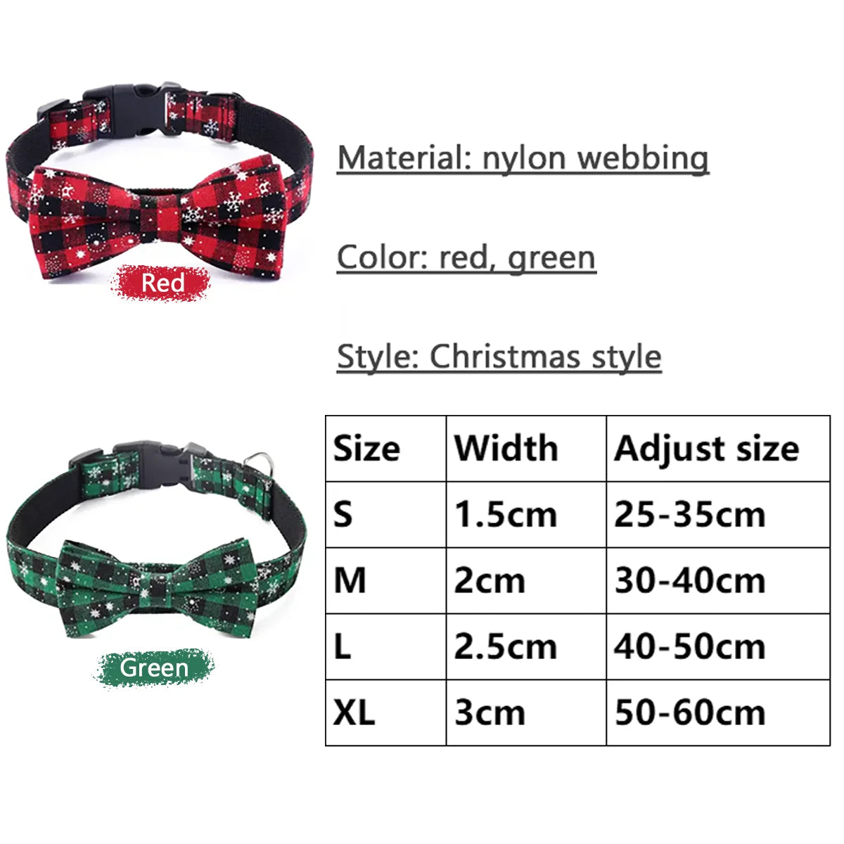 🎄 Christmas Plaid Bow Tie Dog Collar – Adjustable, Festive & Comfortable