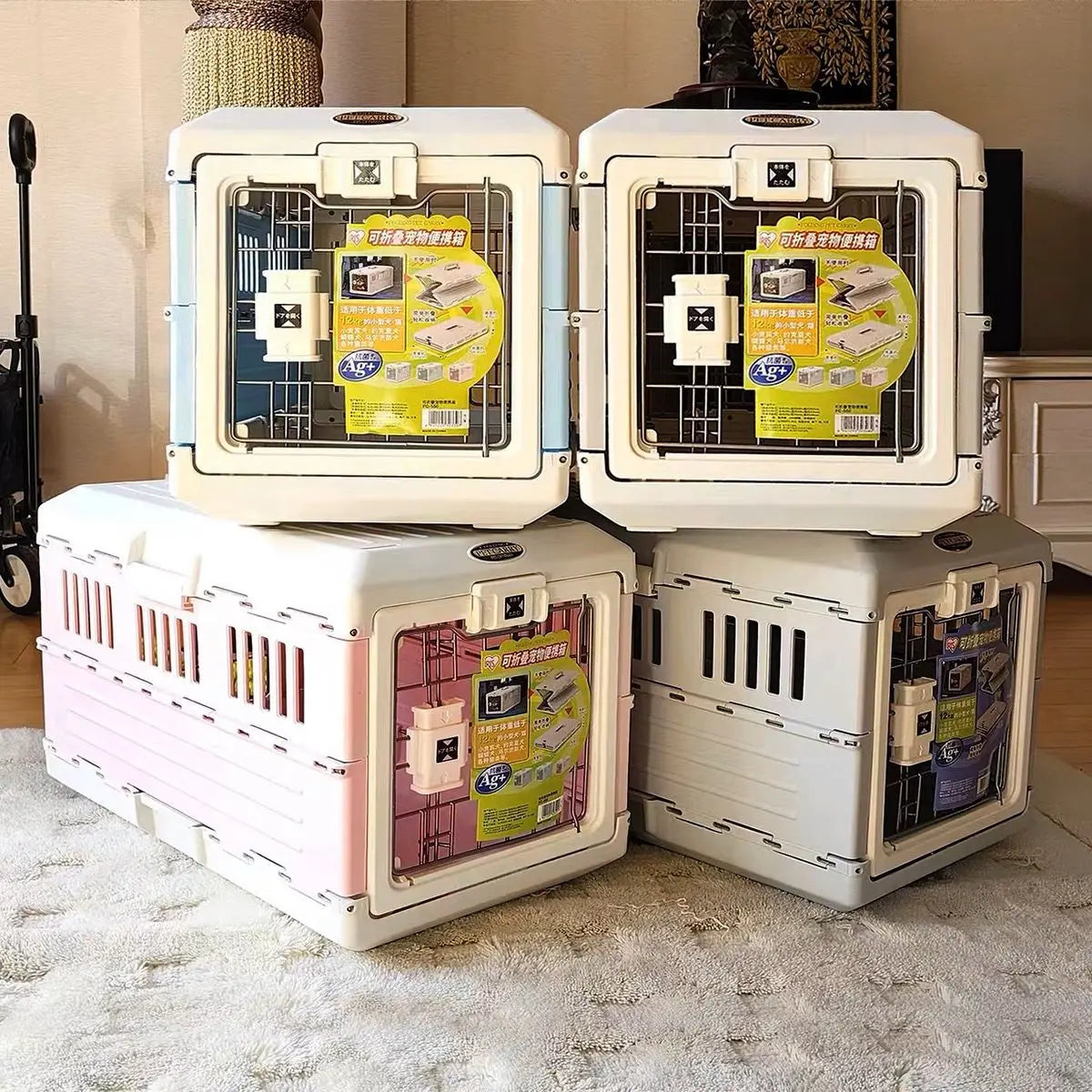 Folding Pet Travel Carrier – Air Box Style (Foldable, Removable, Large Space)