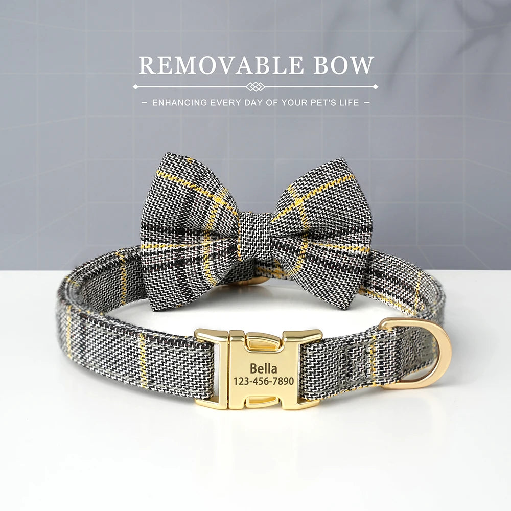 Personalised Bowtie Dog & Cat Collar – Free Engraving