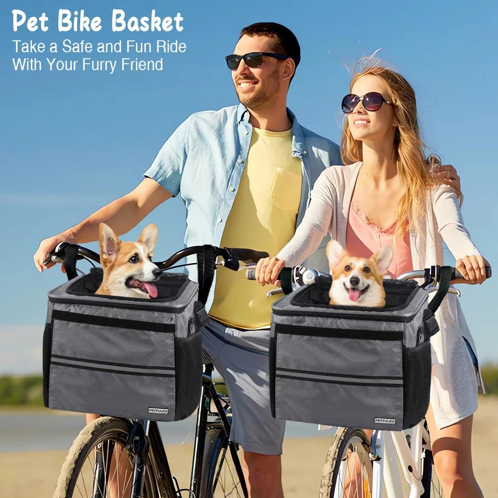 Expandable Dog & Cat Bike Basket – Soft-Sided Pet Carrier Backpack with 4 Doors (Up to 18 lbs)