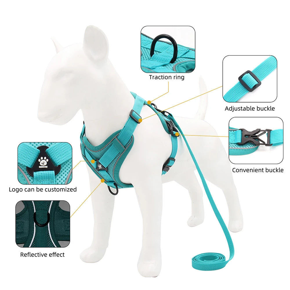 Reflective Dog Vest Harness & Lead Set – Adjustable, Breathable & Secure