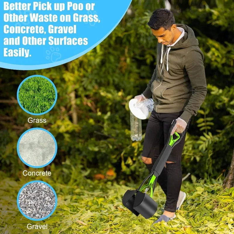 Jaw Clamp Dog Poop Scooper – Heavy-Duty Long Handle Waste Grabber 🐾