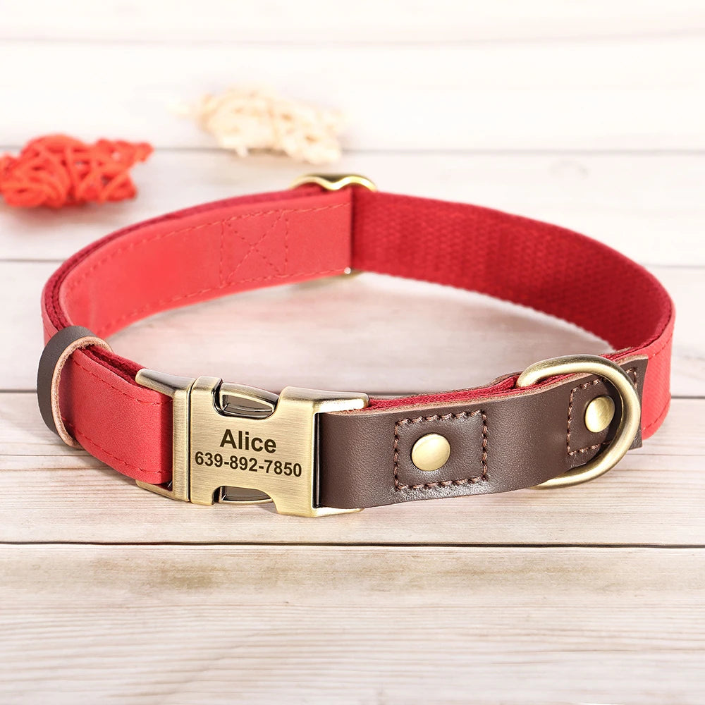 Custom PU Leather Dog Collar – Free Engraving & Adjustable Fit