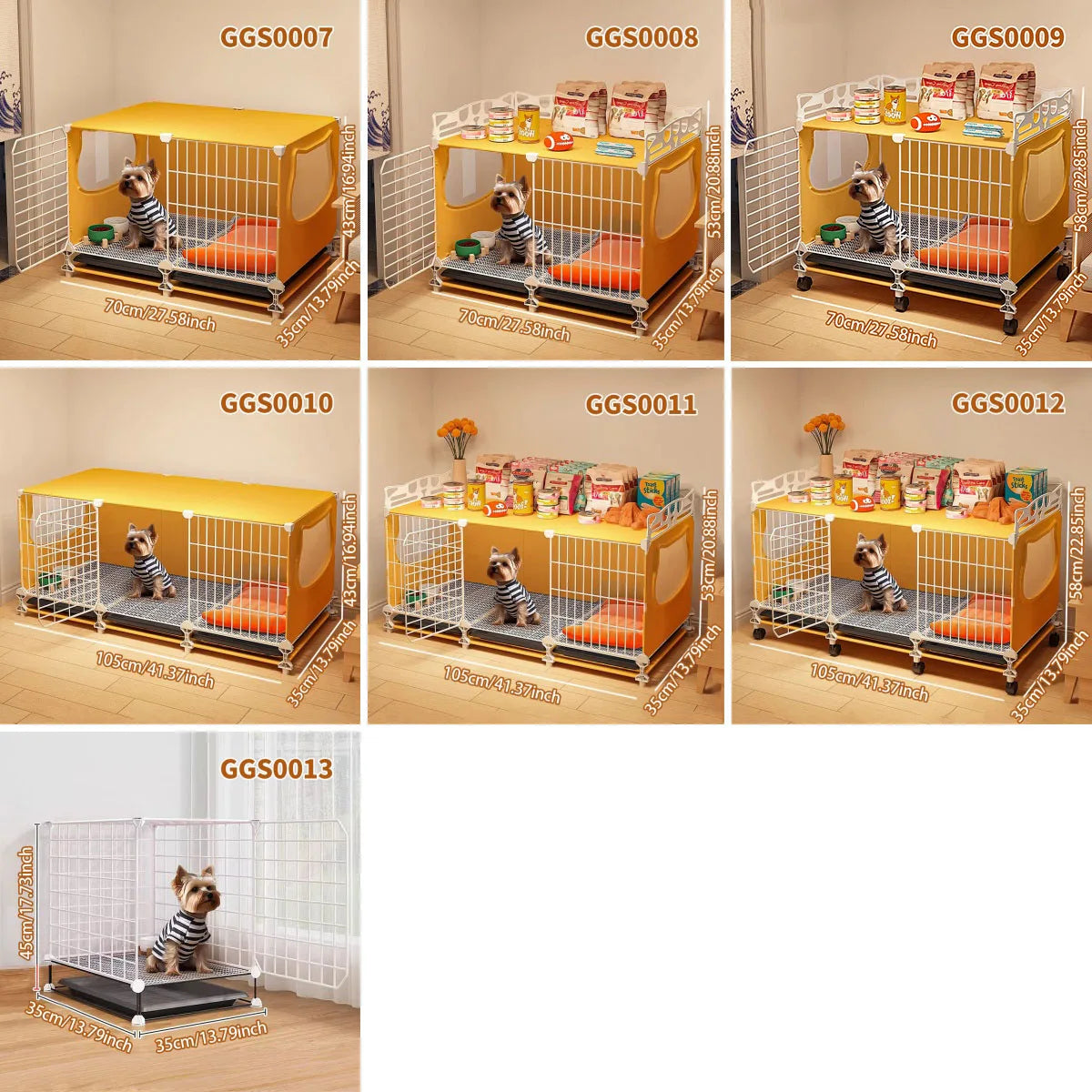 Small Dog Cage with Tray & Separate Toilet – Warm Autumn/Winter Kennel
