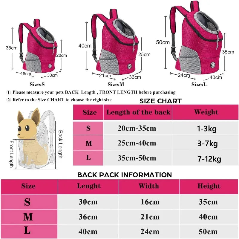 Double-Shoulder Travel Pet Backpack – Front/Back Wear Dog & Cat Carrier with Mesh and Leg Openings