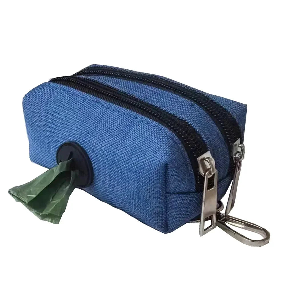 Dog Poop Bag Dispenser with Double Pockets & Velcro Leash Attachment