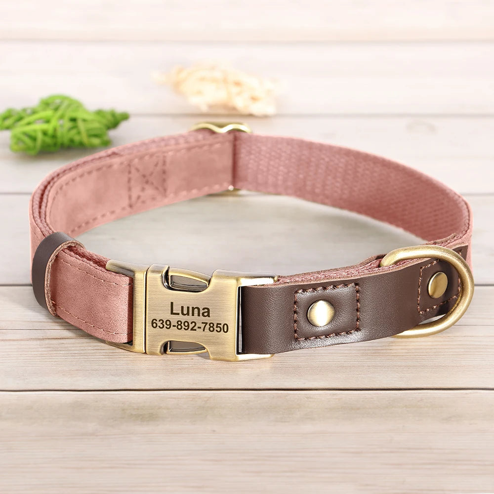 Custom PU Leather Dog Collar – Free Engraving & Adjustable Fit