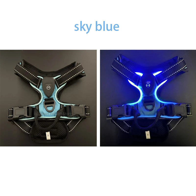 LED Luminous Rechargeable No-Pull Dog Harness – Adjustable Light-Up Pet Vest