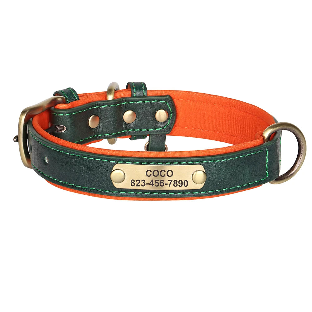 Personalised PU Leather Dog Collar – Free Engraving