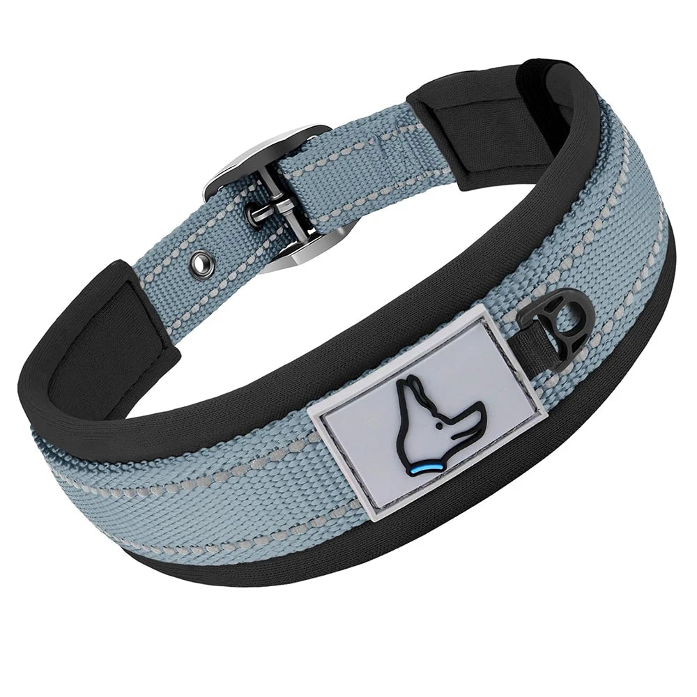 Reflective Padded Nylon Dog Collar – Heavy Duty & Adjustable