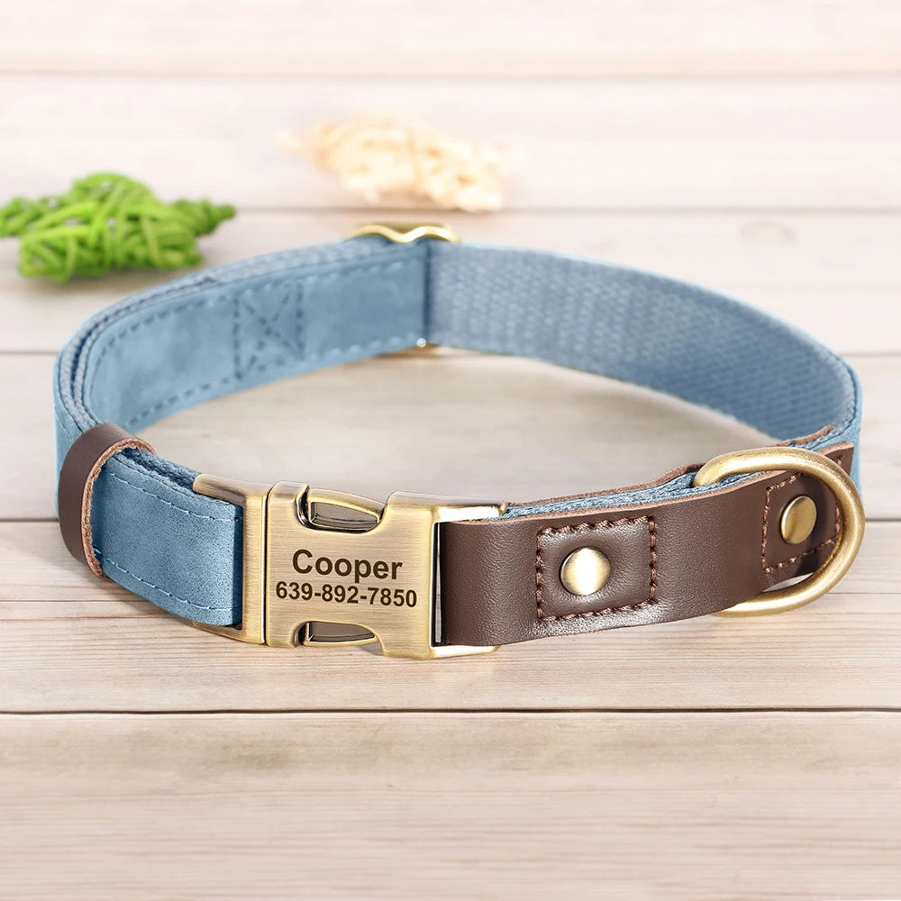 Custom PU Leather Dog Collar – Free Engraving & Adjustable Fit