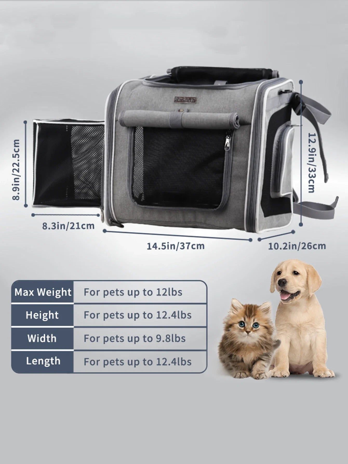 Expandable Dog & Cat Bike Basket – Soft-Sided Pet Carrier Backpack with 4 Doors (Up to 18 lbs)