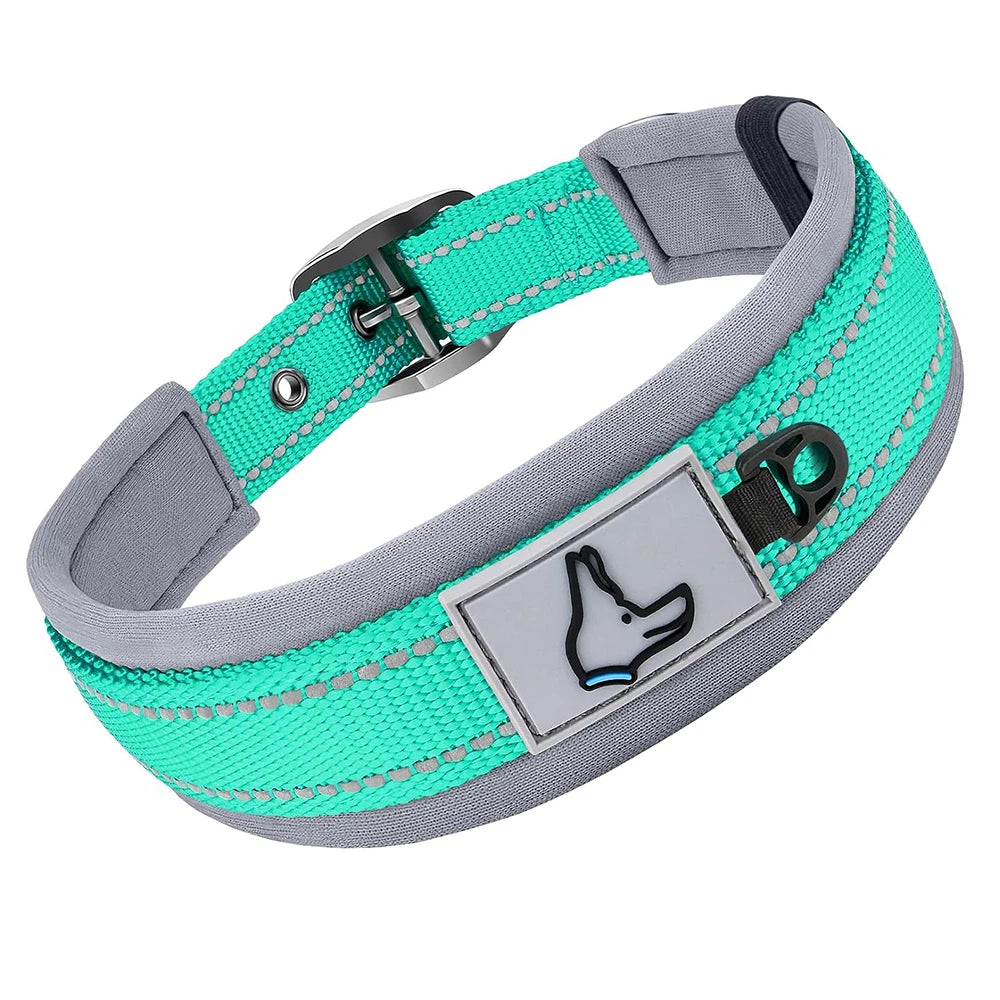 Reflective Padded Nylon Dog Collar – Heavy Duty & Adjustable