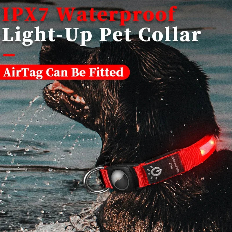 LED Airtag-Compatible Waterproof Dog Collar