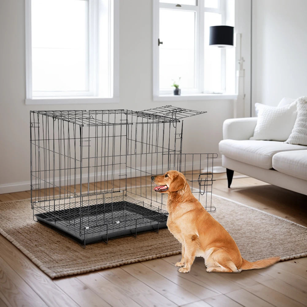 Voltsify Wire Dog Crate with 2 Doors & Removable Tray