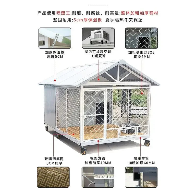 Insulated Outdoor Dog Kennel with Wheels