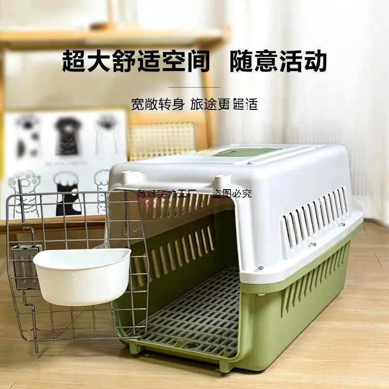 Plastic Pet Travel Carrier – Air Crate Style for Cats & Small Dogs