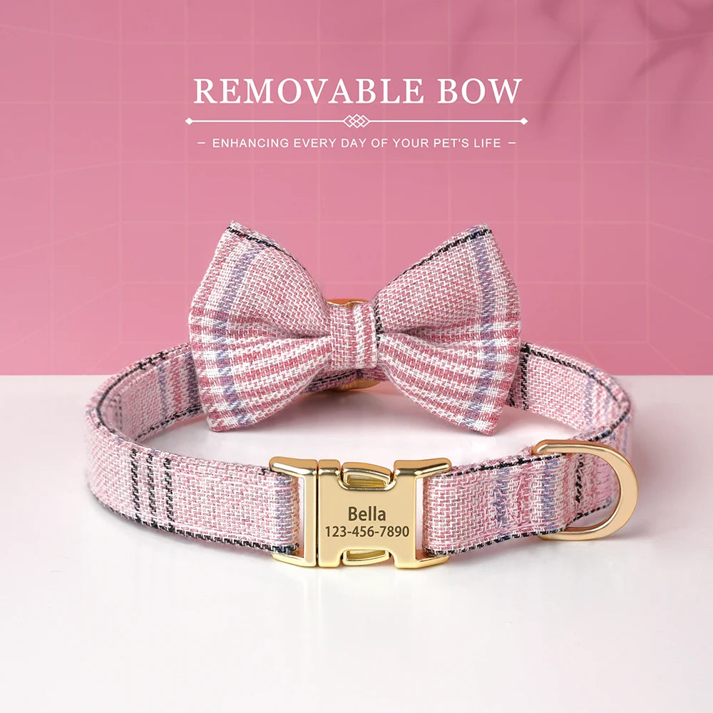 Personalised Bowtie Dog & Cat Collar – Free Engraving