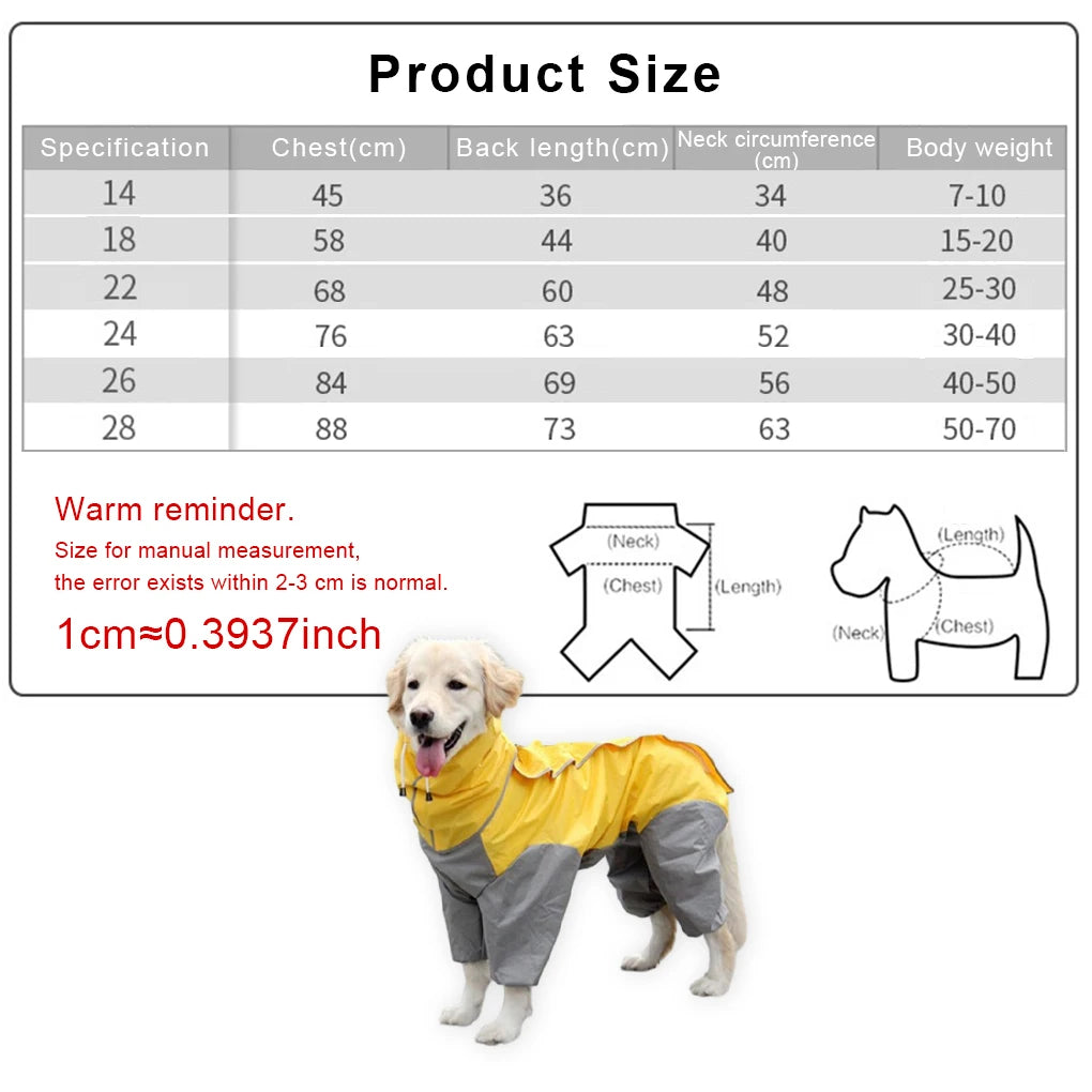 Waterproof Reflective Dog Raincoat with Hood – Windproof & Warm