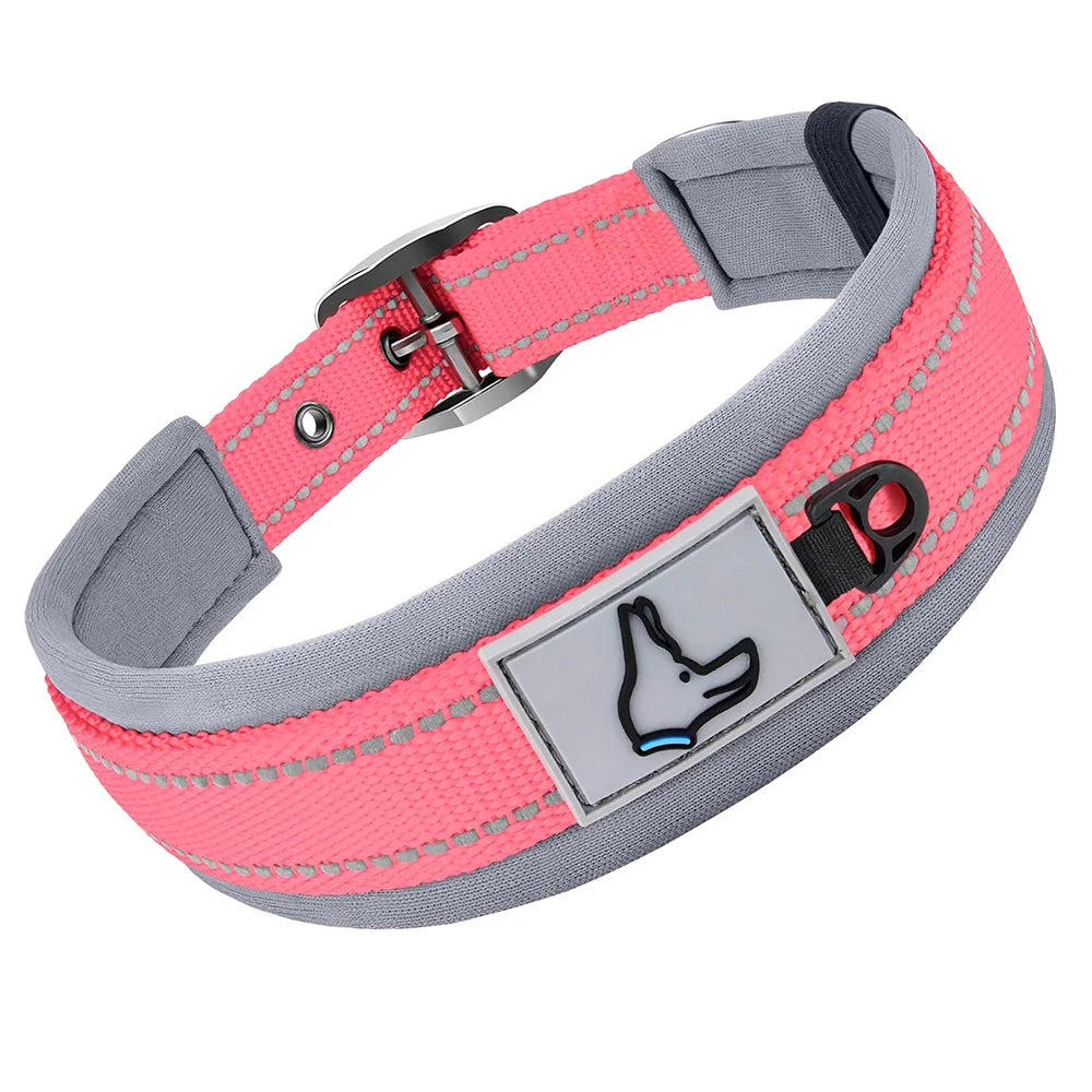 Reflective Padded Nylon Dog Collar – Heavy Duty & Adjustable