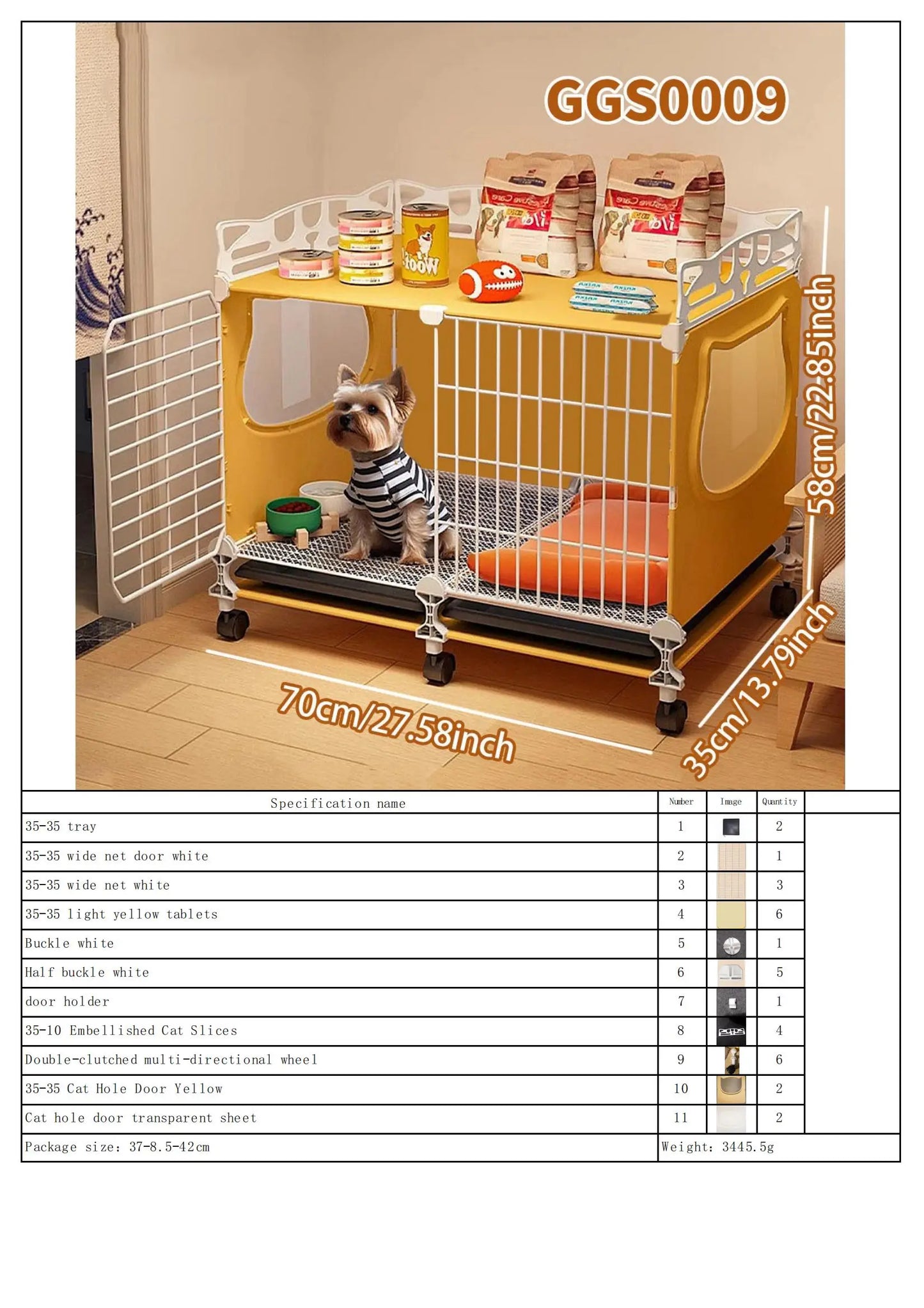 Small Dog Cage with Tray & Separate Toilet – Warm Autumn/Winter Kennel