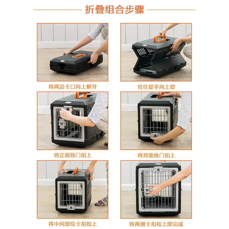 Folding Pet Travel Carrier – Air Box Style (Foldable, Removable, Large Space)