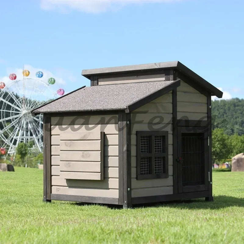 Breathable Solid Wood Outdoor Dog Kennel with Waterproof Roof